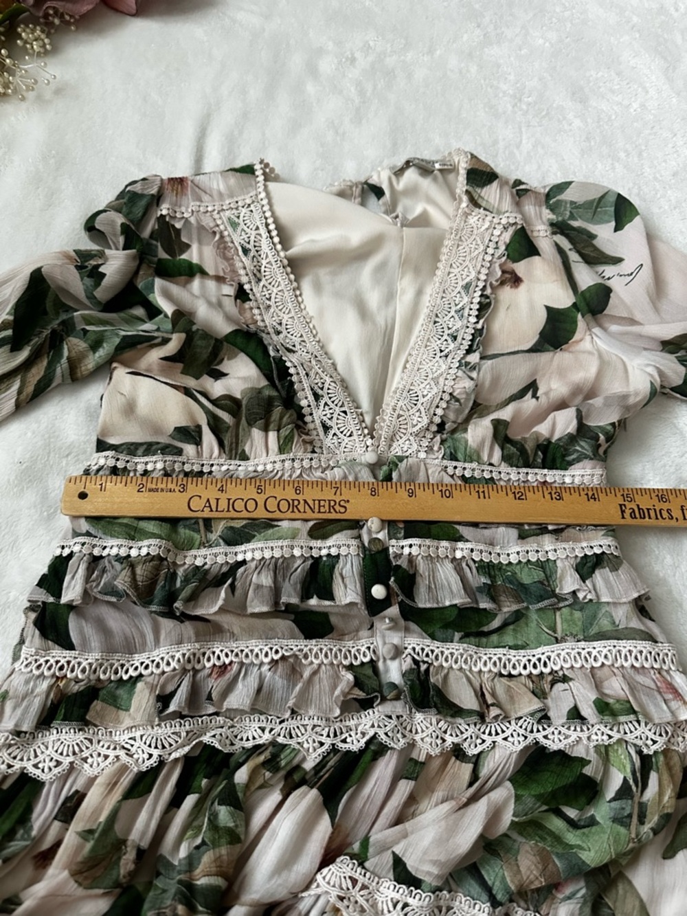 AllSaints Zora Alessandra Floral Lace-Trimmed Dress size 4 - Picture 11 of 16